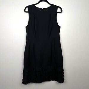 J Crew Women's Black Ruffle Hemline Sleeveless Dress - Size 12